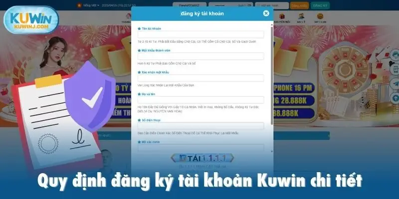 Quy định đăng ký tài khoản Kuwin chi tiết