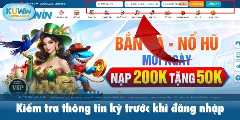 Kiểm tra thông tin kỹ trước khi đăng nhập