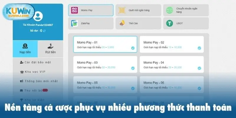 Nền tảng cá cược phục vụ nhiều phương thức thanh toán