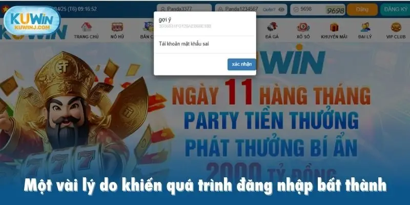 Một vài lý do khiến quá trình đăng nhập bất thành